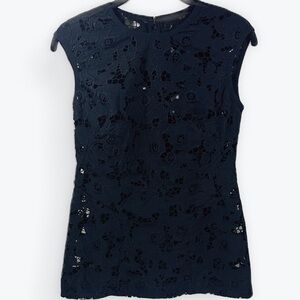 Shoshanna Chic Black Lace Structured Sleeveless Luxury Blouse Size 2